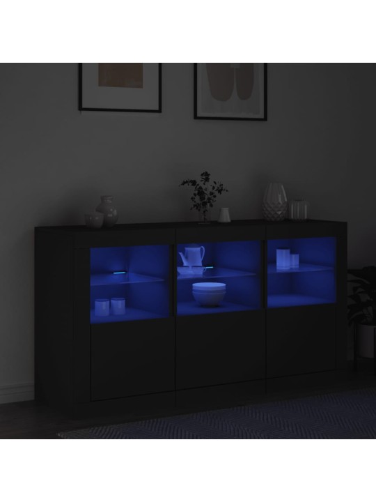 Příborník s LED osvětlením černý 123 x 37 x 67 cm