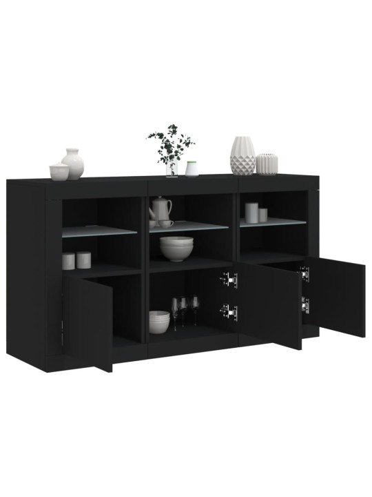 Příborník s LED osvětlením černý 123 x 37 x 67 cm