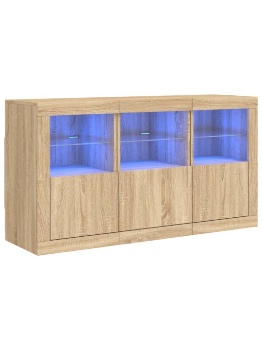 Příborník s led osvětlením dub sonoma 123 x 37 x 67 cm