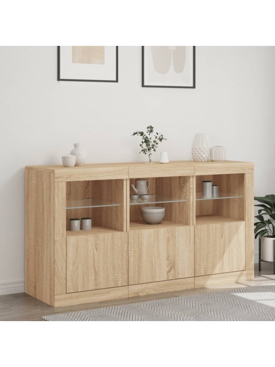 Příborník s led osvětlením dub sonoma 123 x 37 x 67 cm