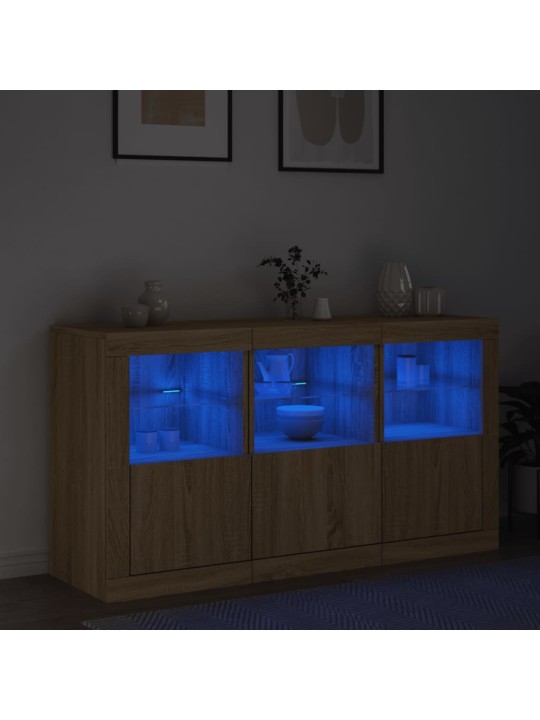 Příborník s led osvětlením dub sonoma 123 x 37 x 67 cm