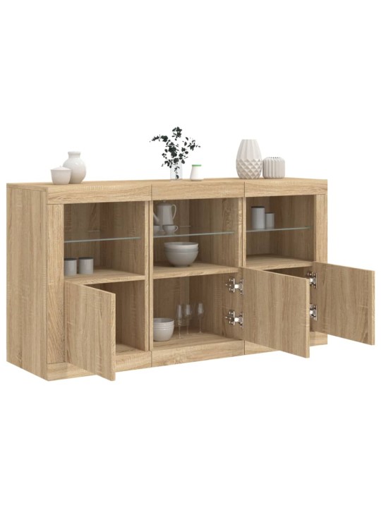 Příborník s led osvětlením dub sonoma 123 x 37 x 67 cm
