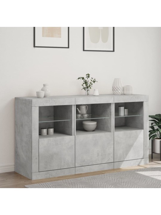 Příborník s LED osvětlením betonově šedý 123 x 37 x 67 cm