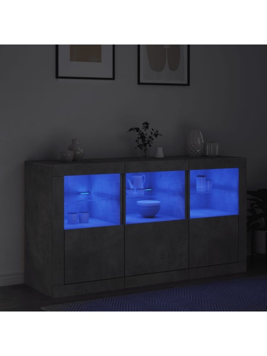 Příborník s LED osvětlením betonově šedý 123 x 37 x 67 cm