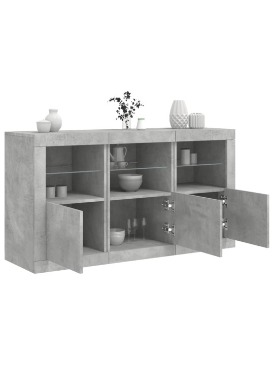 Příborník s LED osvětlením betonově šedý 123 x 37 x 67 cm