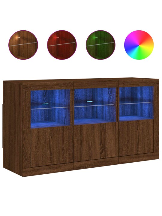 Příborník s LED osvětlením hnědý dub 123 x 37 x 67 cm