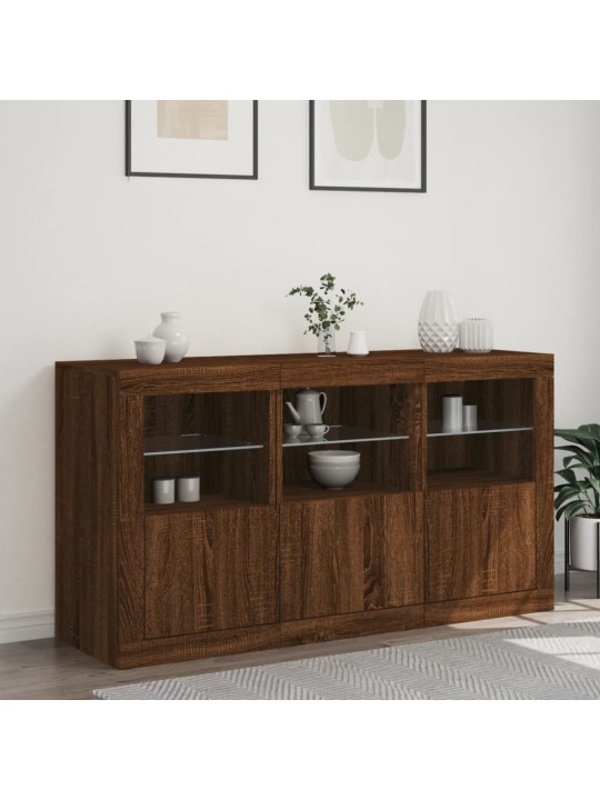 Příborník s LED osvětlením hnědý dub 123 x 37 x 67 cm