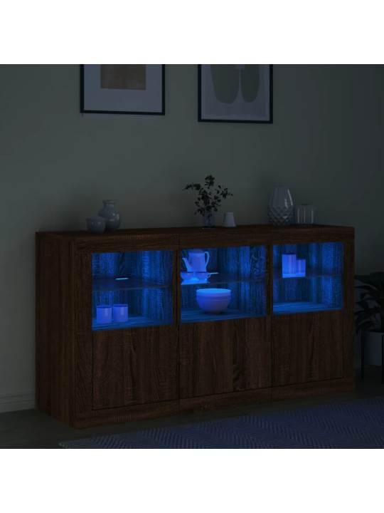 Příborník s LED osvětlením hnědý dub 123 x 37 x 67 cm