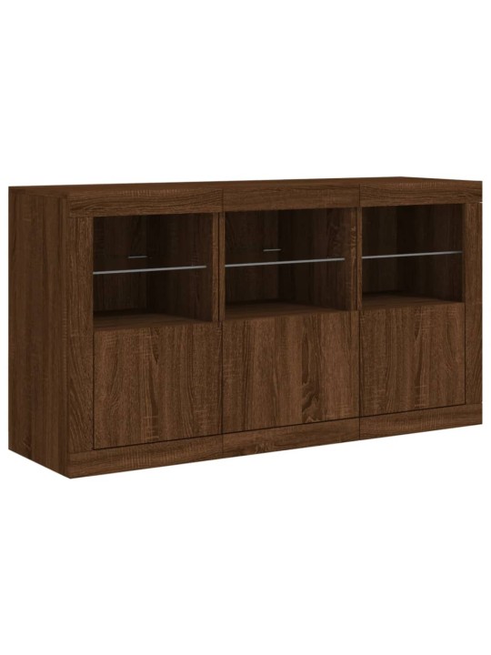 Příborník s LED osvětlením hnědý dub 123 x 37 x 67 cm