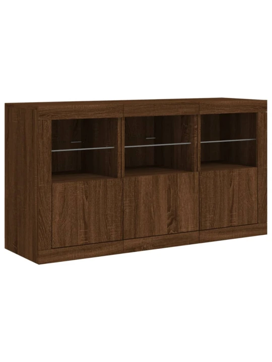 Příborník s LED osvětlením hnědý dub 123 x 37 x 67 cm