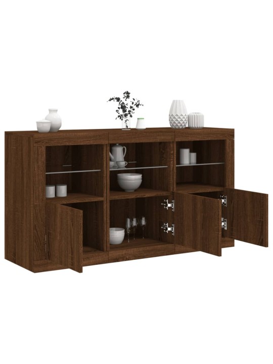 Příborník s LED osvětlením hnědý dub 123 x 37 x 67 cm
