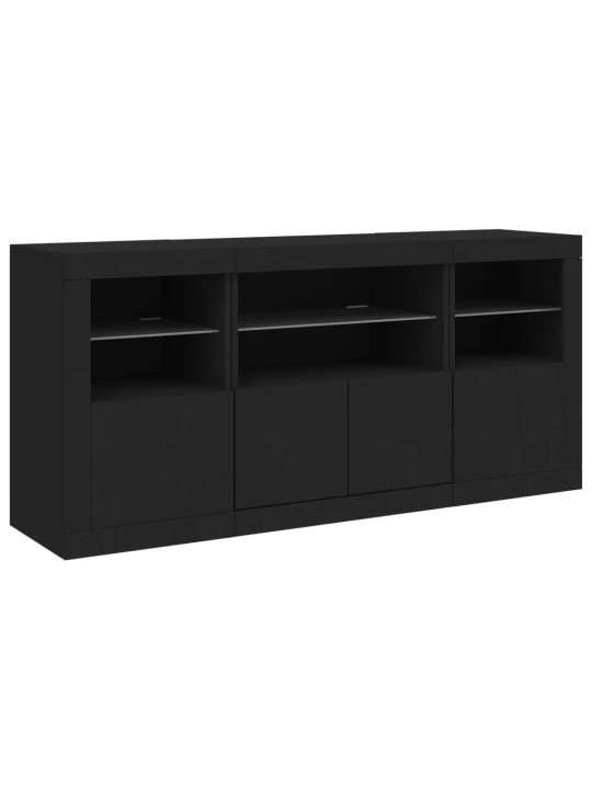 Příborník s LED osvětlením černý 142,5 x 37 x 67 cm