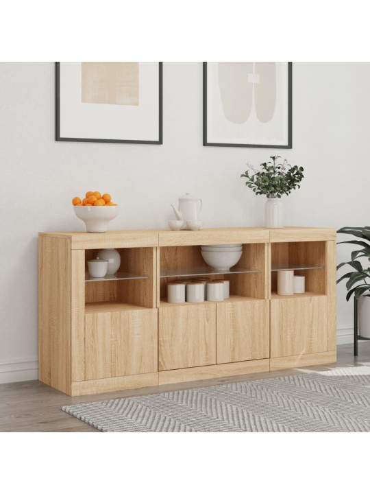 Příborník s led osvětlením dub sonoma 142,5 x 37 x 67 cm