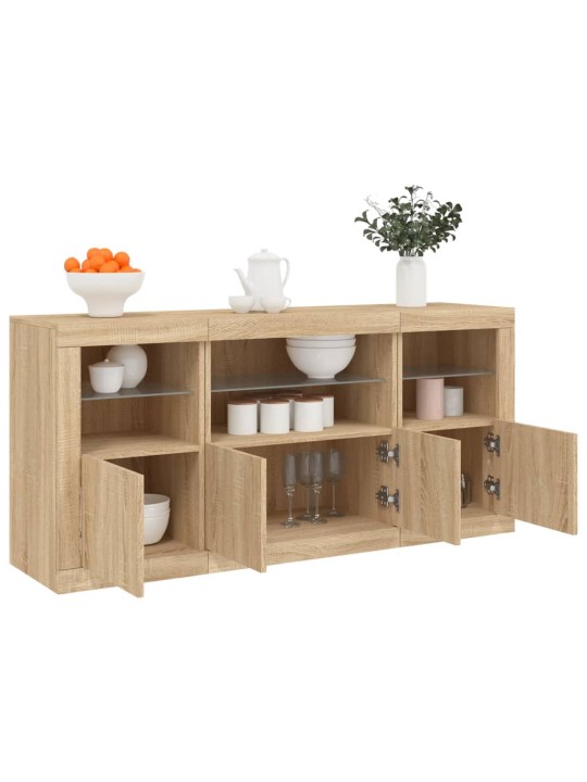 Příborník s led osvětlením dub sonoma 142,5 x 37 x 67 cm