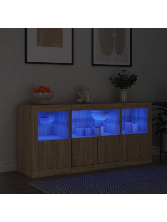 Příborník s led osvětlením dub sonoma 142,5 x 37 x 67 cm