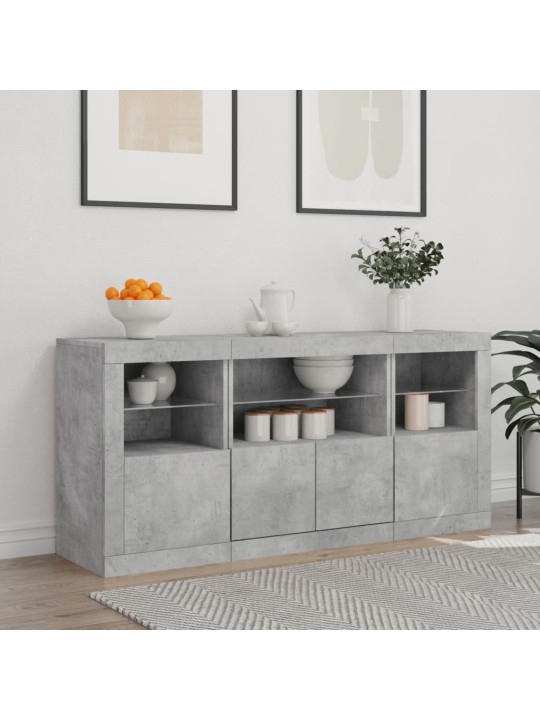 Příborník s LED osvětlením betonově šedý 142,5 x 37 x 67 cm
