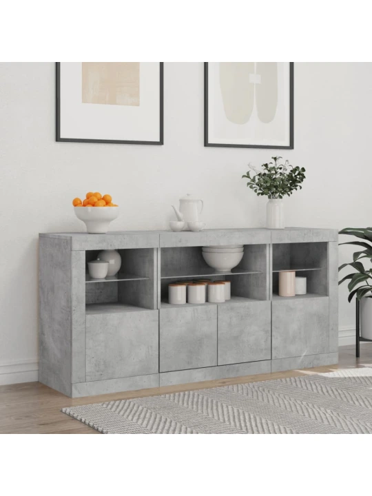 Příborník s LED osvětlením betonově šedý 142,5 x 37 x 67 cm
