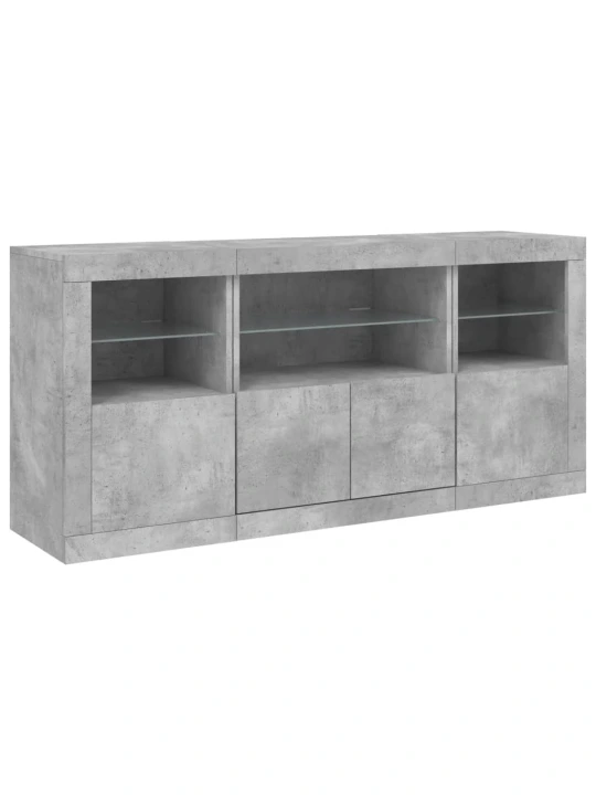 Příborník s LED osvětlením betonově šedý 142,5 x 37 x 67 cm