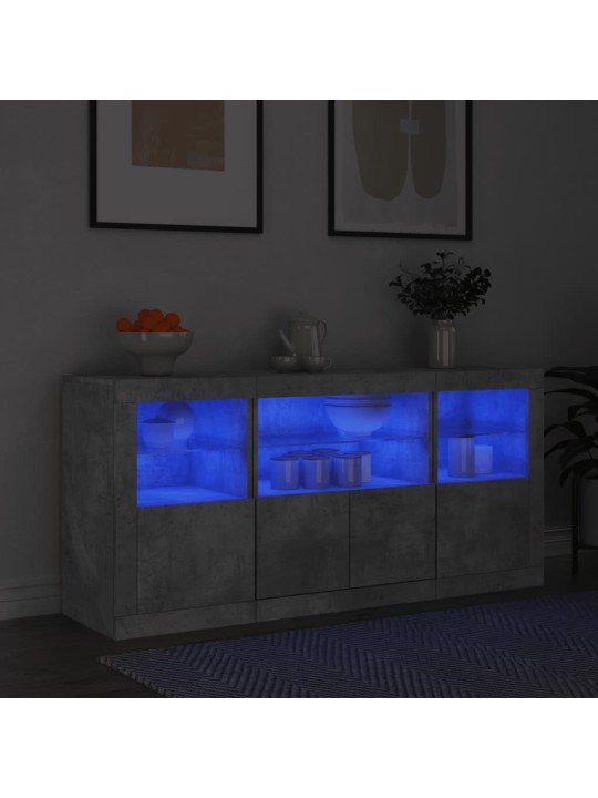 Příborník s LED osvětlením betonově šedý 142,5 x 37 x 67 cm