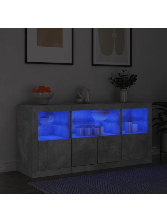Příborník s LED osvětlením betonově šedý 142,5 x 37 x 67 cm