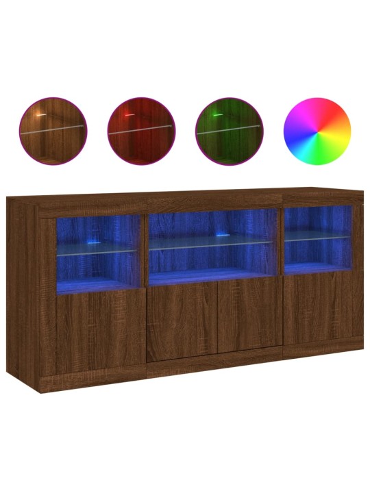 Příborník s LED osvětlením hnědý dub 142,5 x 37 x 67 cm