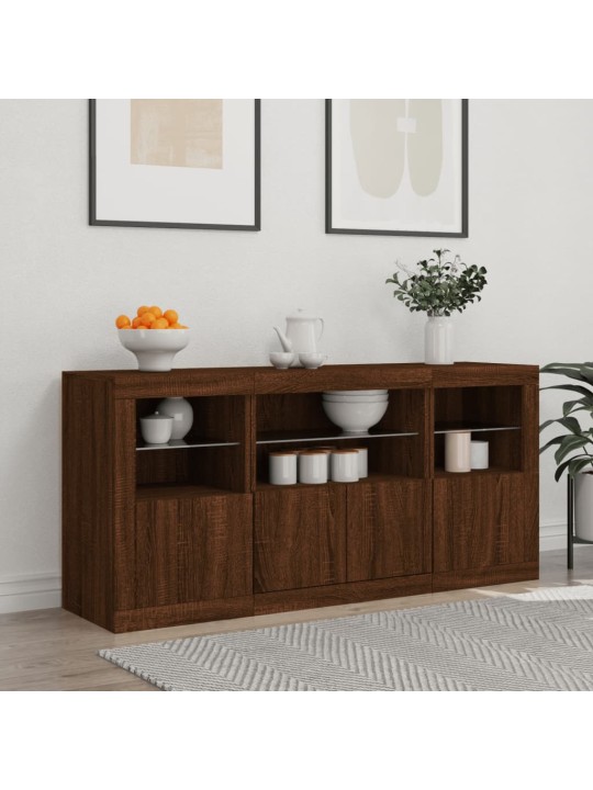 Příborník s LED osvětlením hnědý dub 142,5 x 37 x 67 cm