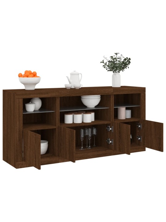Příborník s LED osvětlením hnědý dub 142,5 x 37 x 67 cm