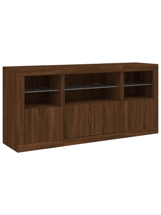 Příborník s LED osvětlením hnědý dub 142,5 x 37 x 67 cm