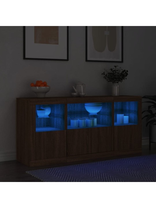 Příborník s LED osvětlením hnědý dub 142,5 x 37 x 67 cm