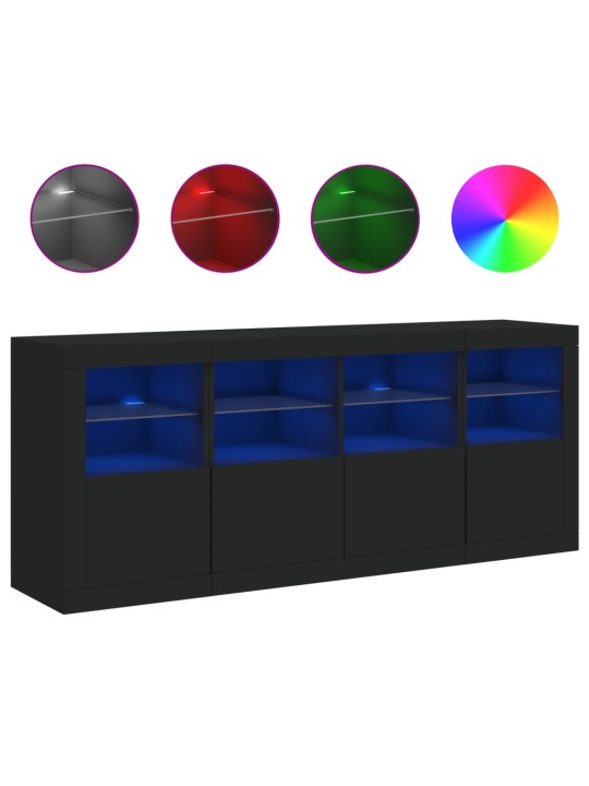 Příborník s LED osvětlením černý 163 x 37 x 67 cm