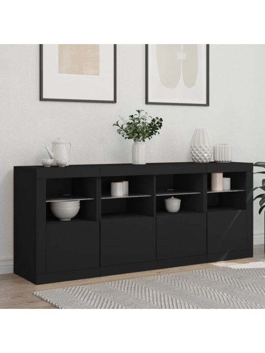 Příborník s LED osvětlením černý 163 x 37 x 67 cm
