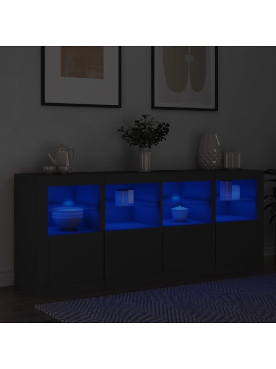 Příborník s LED osvětlením černý 163 x 37 x 67 cm