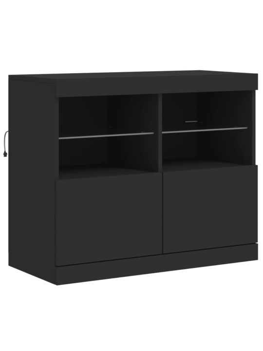 Příborník s LED osvětlením černý 163 x 37 x 67 cm