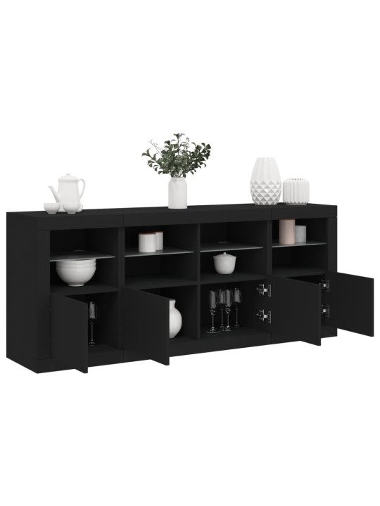 Příborník s LED osvětlením černý 163 x 37 x 67 cm