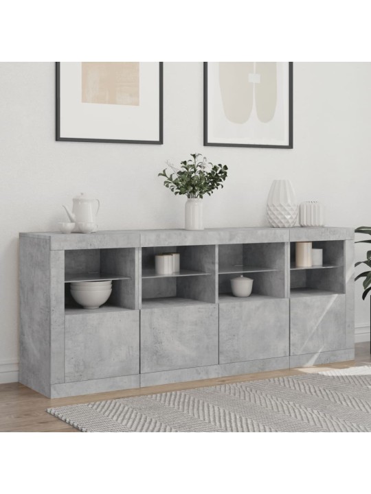Příborník s LED osvětlením betonově šedý 163 x 37 x 67 cm
