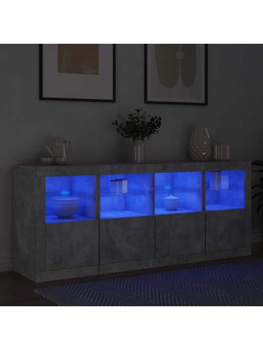 Příborník s LED osvětlením betonově šedý 163 x 37 x 67 cm