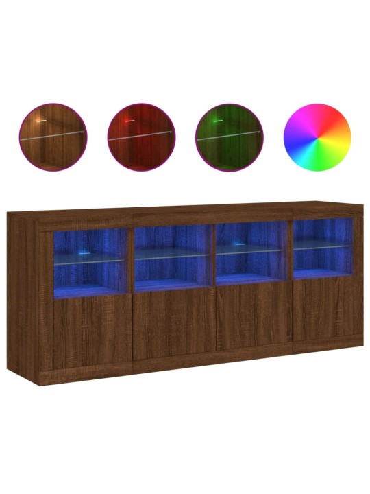 Příborník s LED osvětlením hnědý dub 163 x 37 x 67 cm