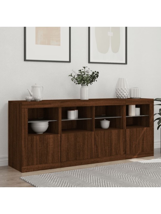 Příborník s LED osvětlením hnědý dub 163 x 37 x 67 cm