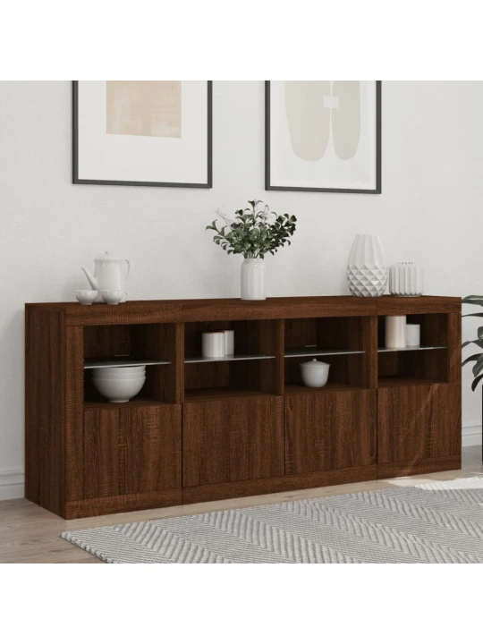 Příborník s LED osvětlením hnědý dub 163 x 37 x 67 cm