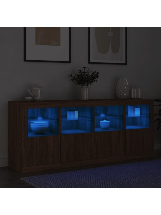 Příborník s LED osvětlením hnědý dub 163 x 37 x 67 cm