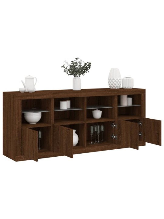 Příborník s LED osvětlením hnědý dub 163 x 37 x 67 cm