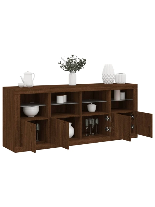 Příborník s LED osvětlením hnědý dub 163 x 37 x 67 cm