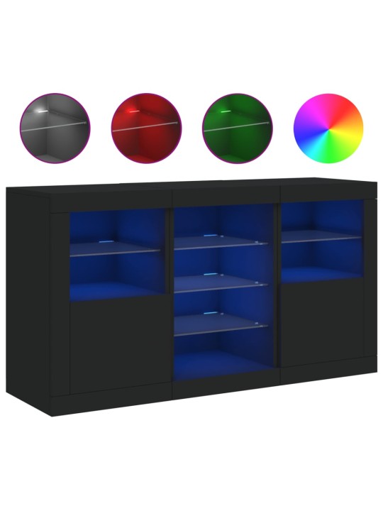 Příborník s LED osvětlením černý 123 x 37 x 67 cm