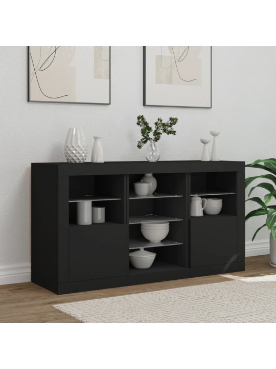 Příborník s LED osvětlením černý 123 x 37 x 67 cm