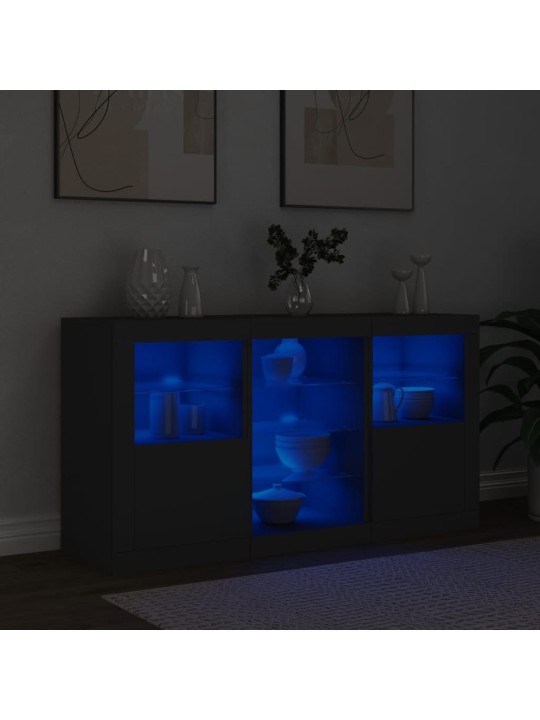 Příborník s LED osvětlením černý 123 x 37 x 67 cm