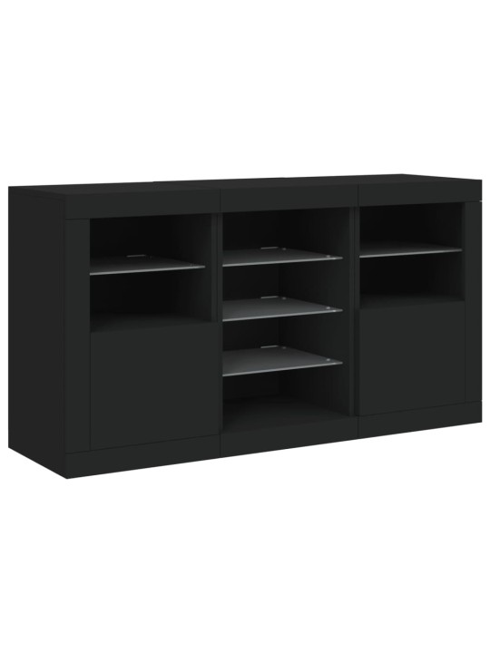 Příborník s LED osvětlením černý 123 x 37 x 67 cm
