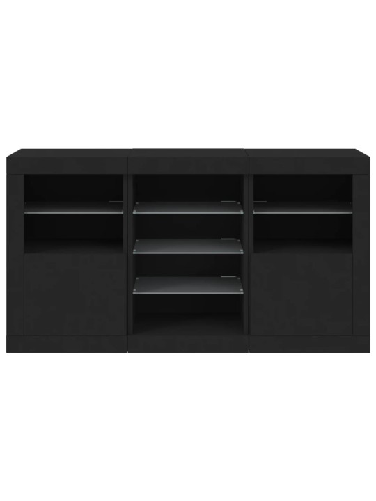 Příborník s LED osvětlením černý 123 x 37 x 67 cm