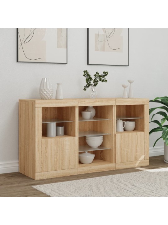 Příborník s led osvětlením dub sonoma 123 x 37 x 67 cm