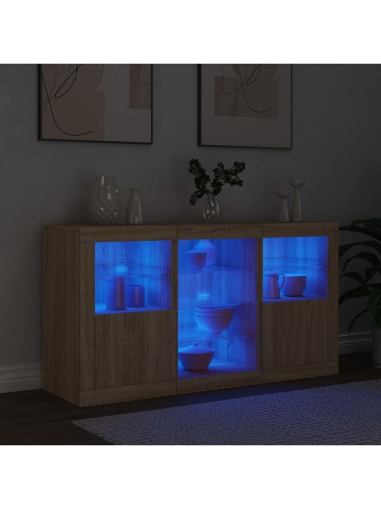 Příborník s led osvětlením dub sonoma 123 x 37 x 67 cm