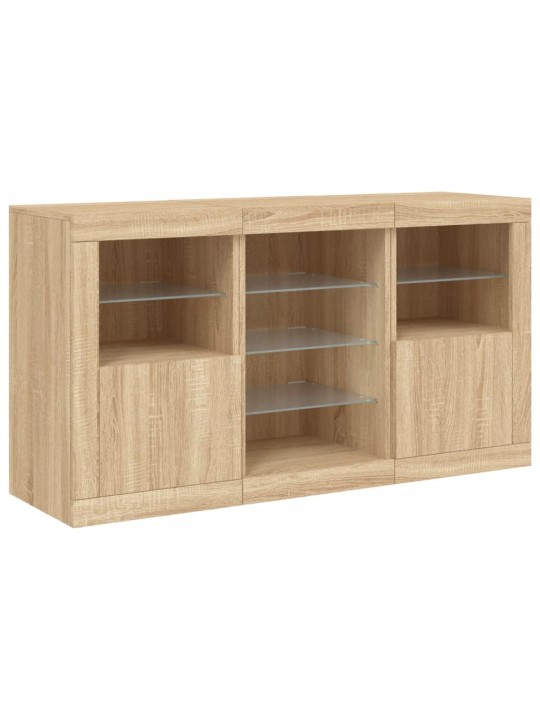 Příborník s led osvětlením dub sonoma 123 x 37 x 67 cm
